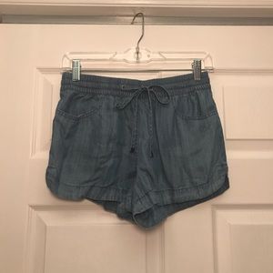 “denim” linen shorts